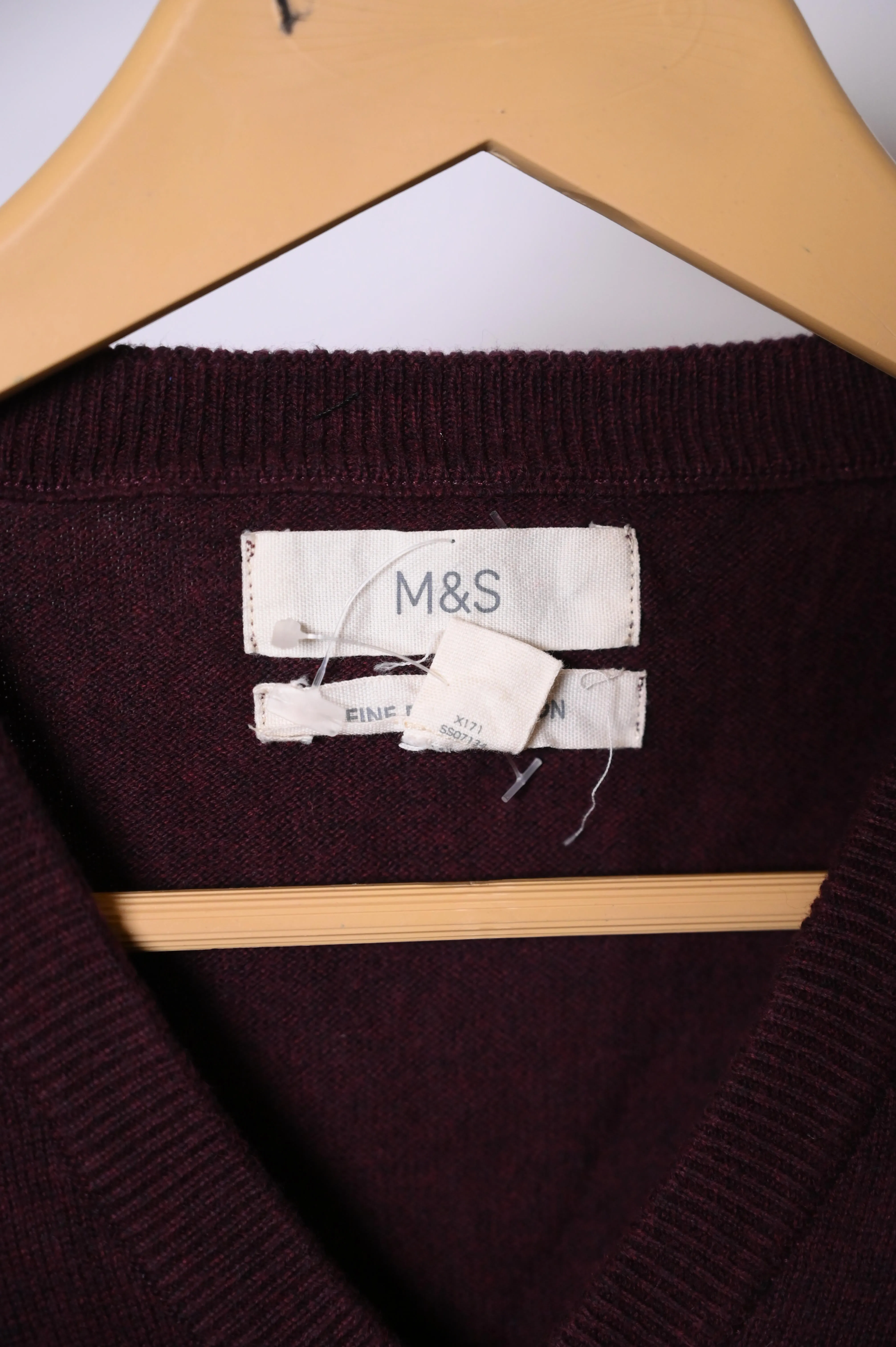 Maroon M&S Large Sweater (V-Neck)