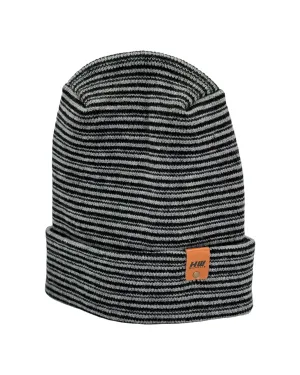 Modern Theta Stitch Contrast Cuffed Beanie (Patent Pending Design) Black / Gray, Made in USA