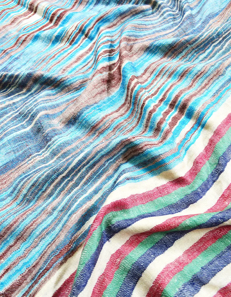 multicoloured striped pashmina stole 8498