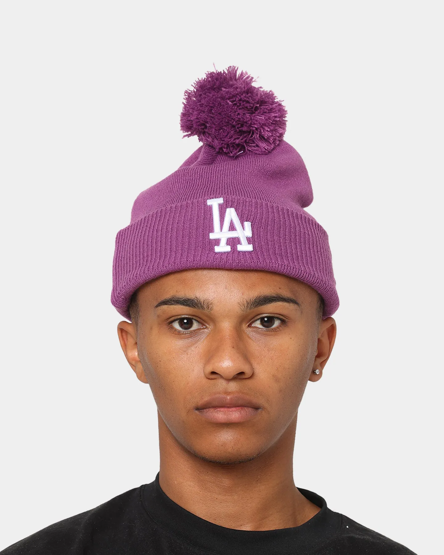 New Era Los Angeles Dodgers Medium Knit Beanie Orchid/White