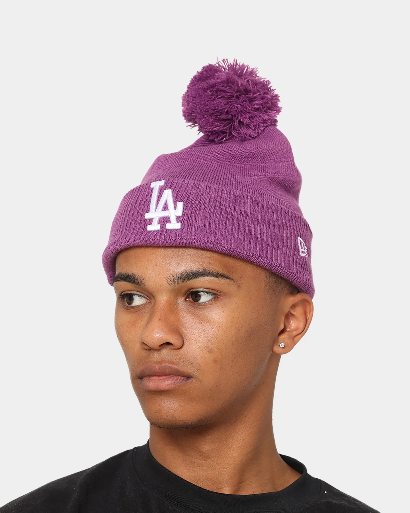 New Era Los Angeles Dodgers Medium Knit Beanie Orchid/White