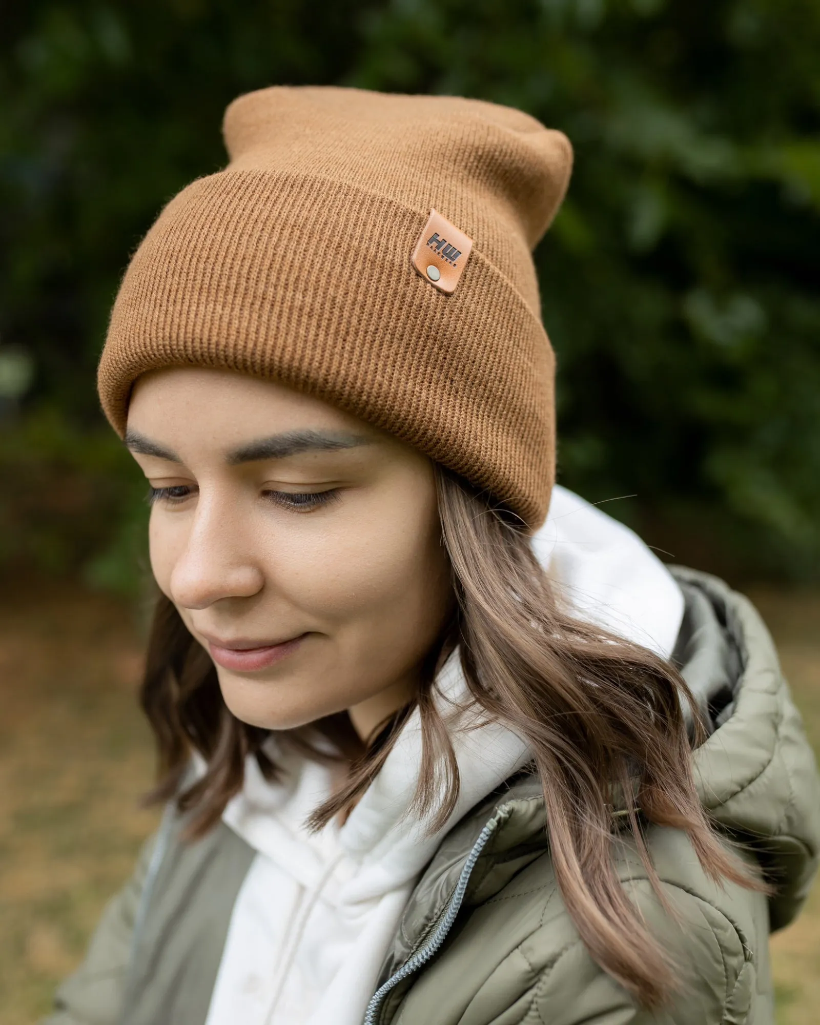 NEW HAAKWEAR Theta-Stitch Cuffed Beanie - Designed and Made in USA (Patent Pending Design) - Camel Brown