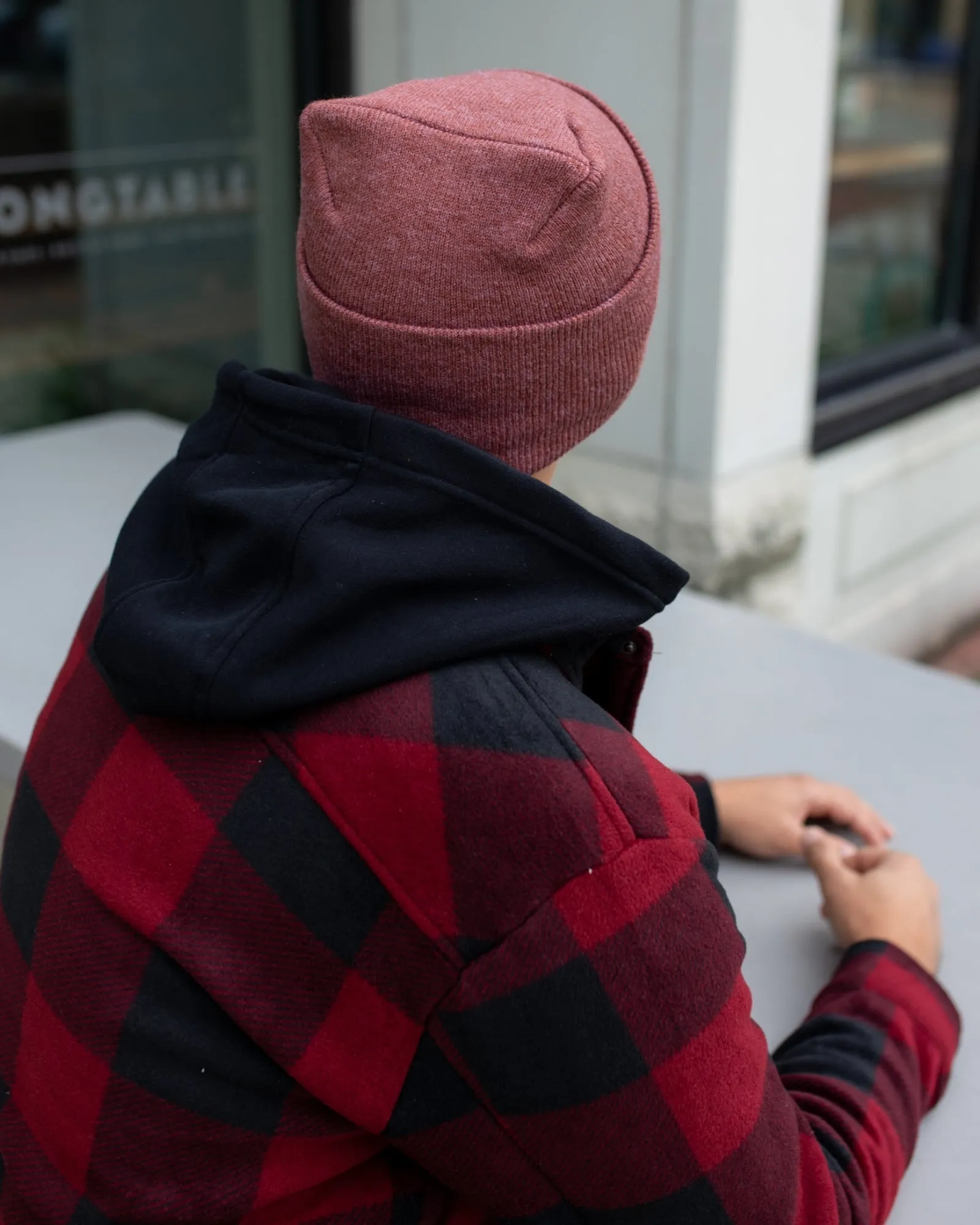 NEW HAAKWEAR Theta-Stitch Cuffed Beanie - Designed and Made in USA (Patent Pending Design) - Rusty Burgundy