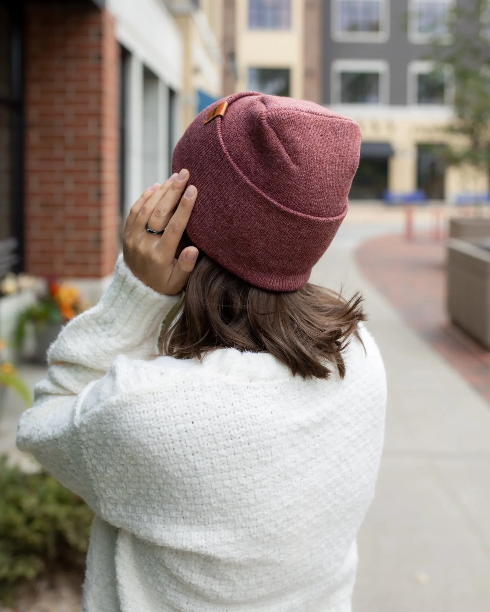 NEW HAAKWEAR Theta-Stitch Cuffed Beanie - Designed and Made in USA (Patent Pending Design) - Rusty Burgundy