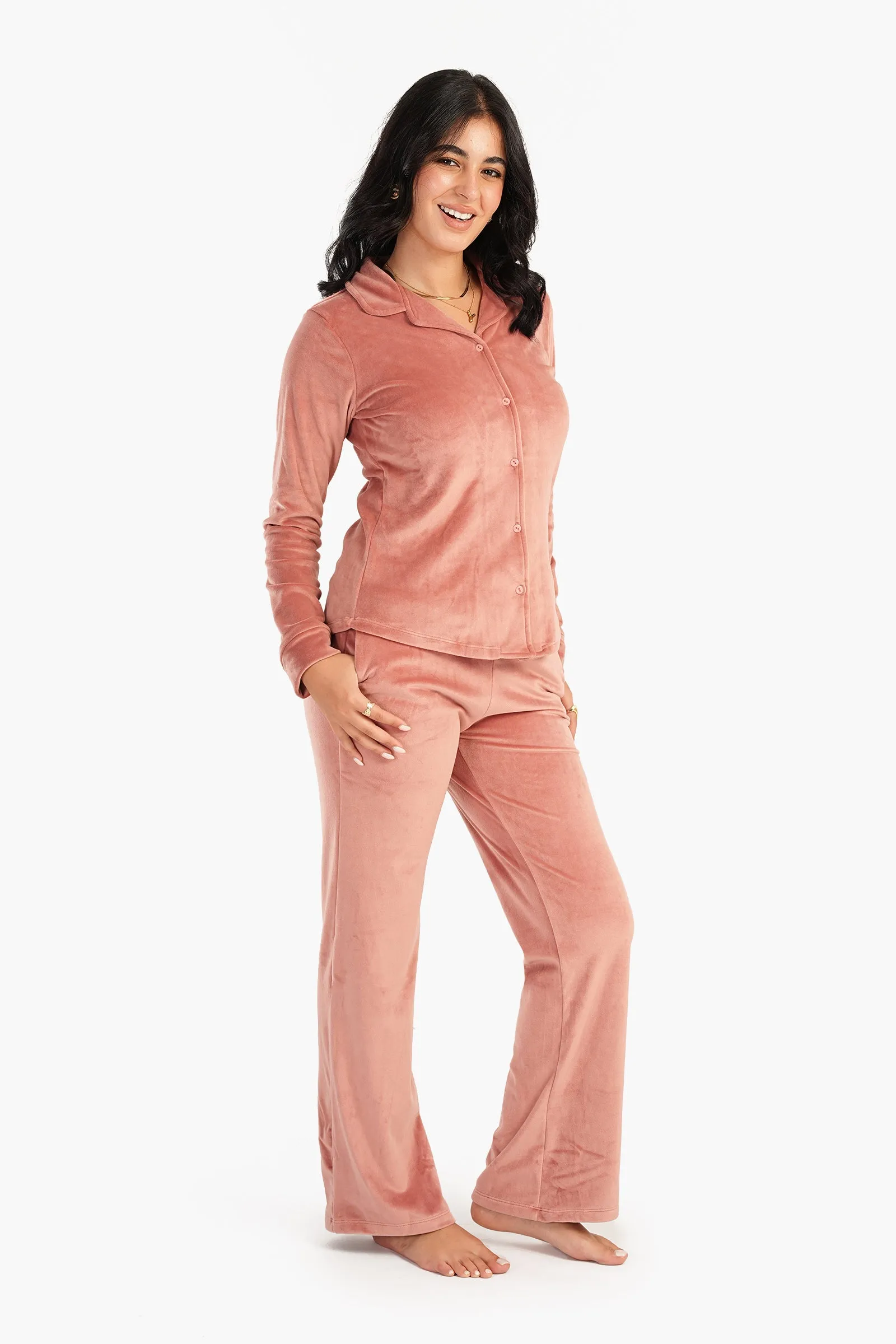 Plain Velvet Pyjama Set