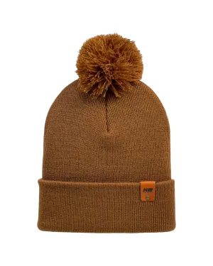 PTD100 HAAKWEAR Pom Pom Beanie - Made in USA- Camel Brown