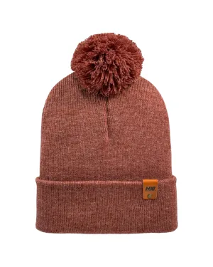 PTD103 HAAKWEAR Pom Pom Beanie - Made in USA - Rusty Burgundy