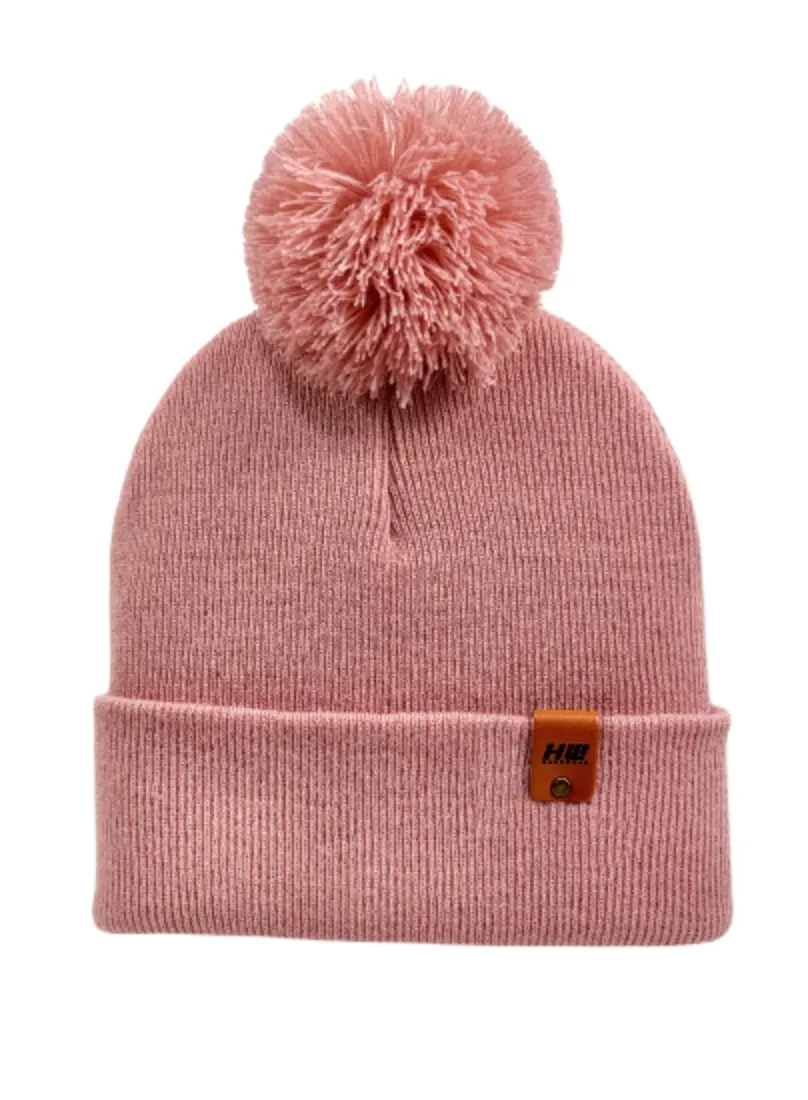 PTD107 HAAKWEAR Pom Pom Beanie - Made in USA - Pearl Pink