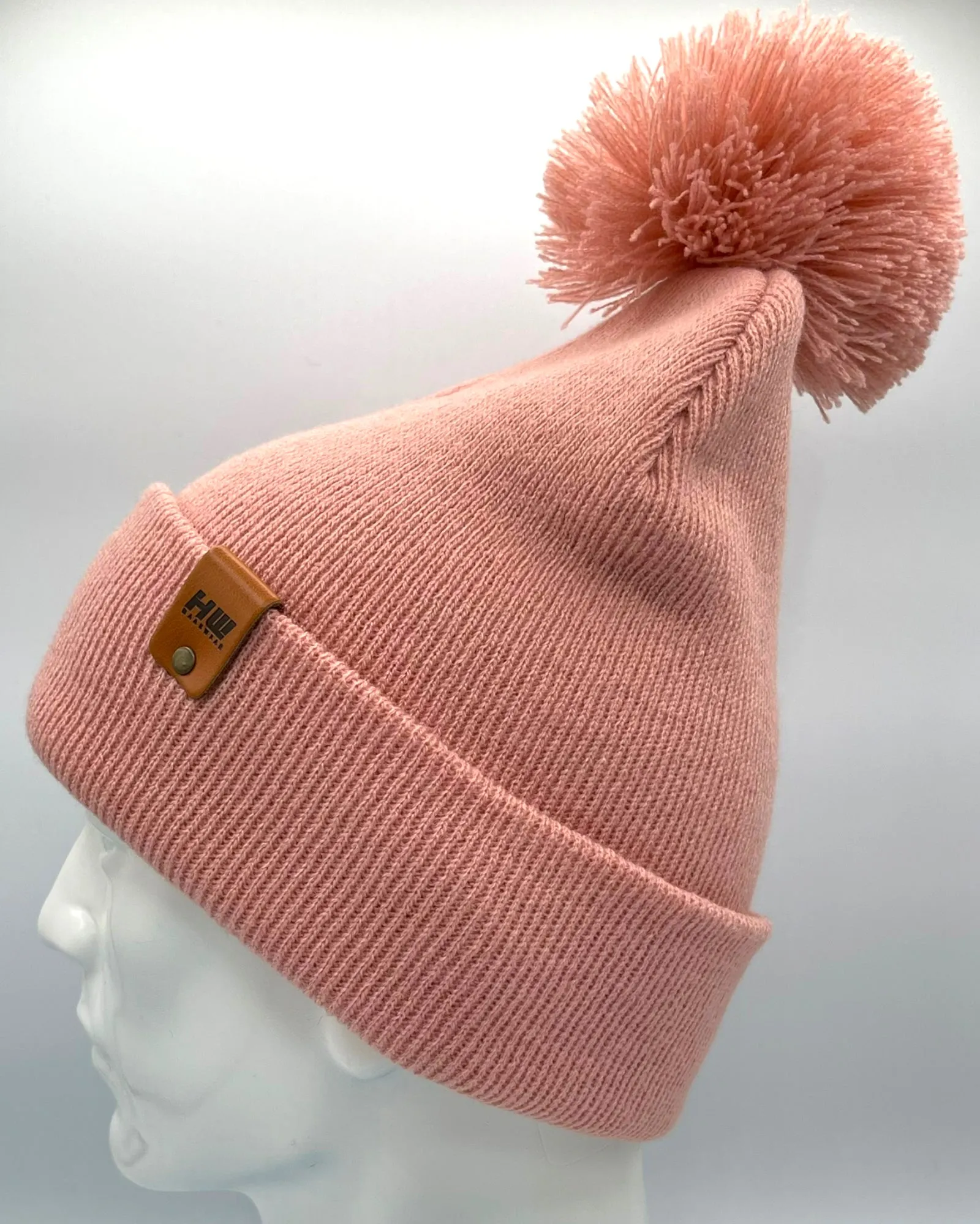 PTD107 HAAKWEAR Pom Pom Beanie - Made in USA - Pearl Pink