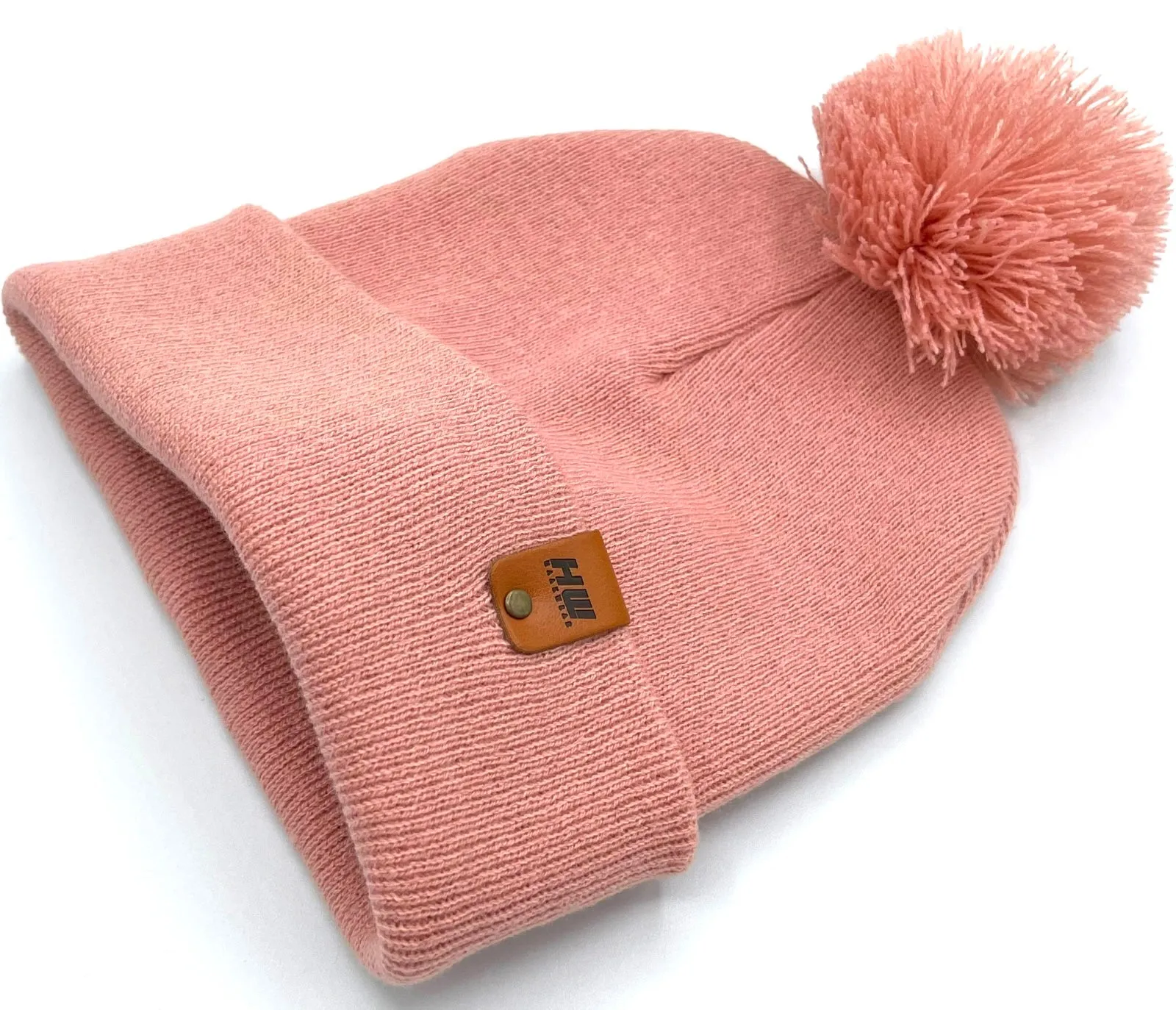 PTD107 HAAKWEAR Pom Pom Beanie - Made in USA - Pearl Pink