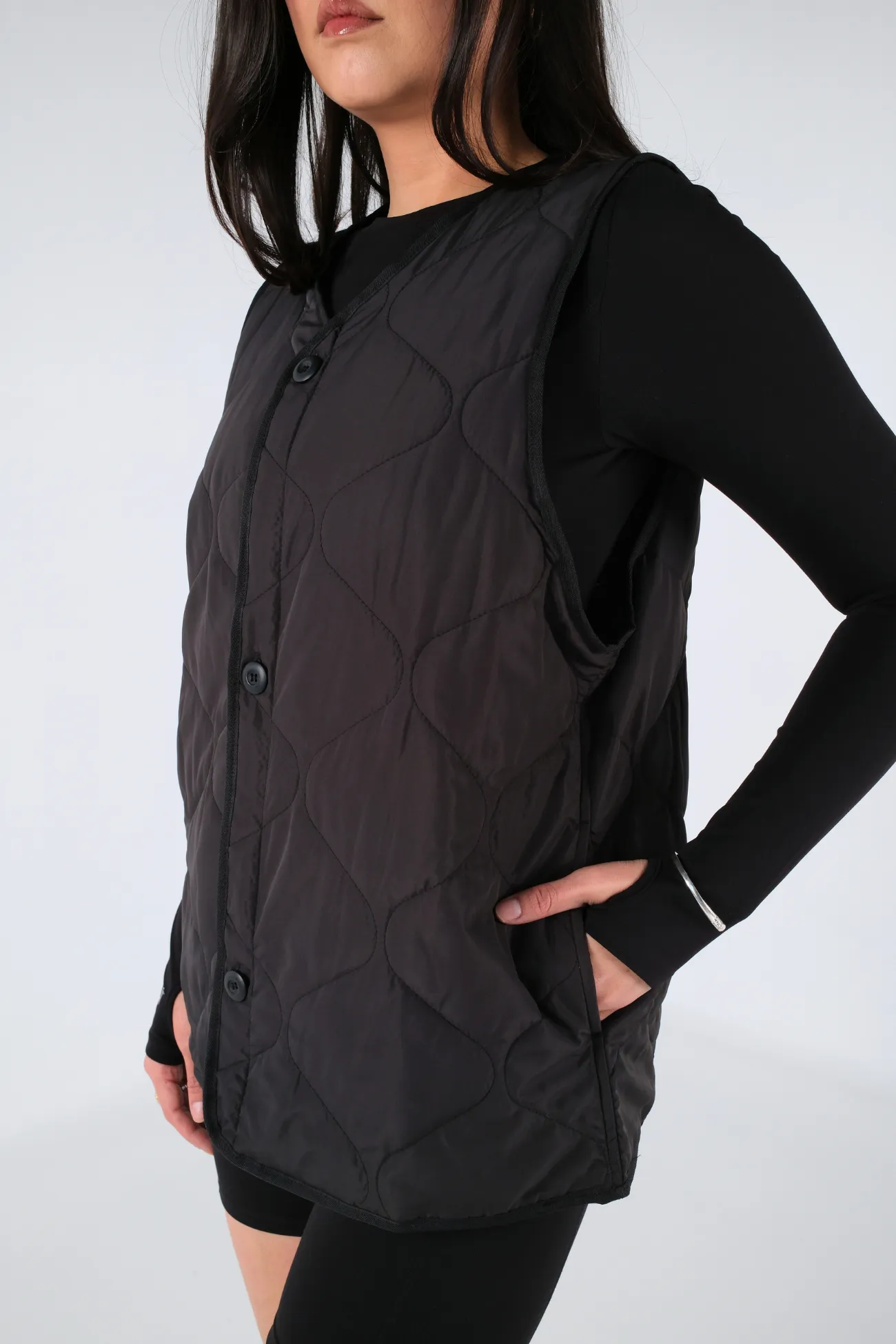 Puffer Quilt Vest - Black