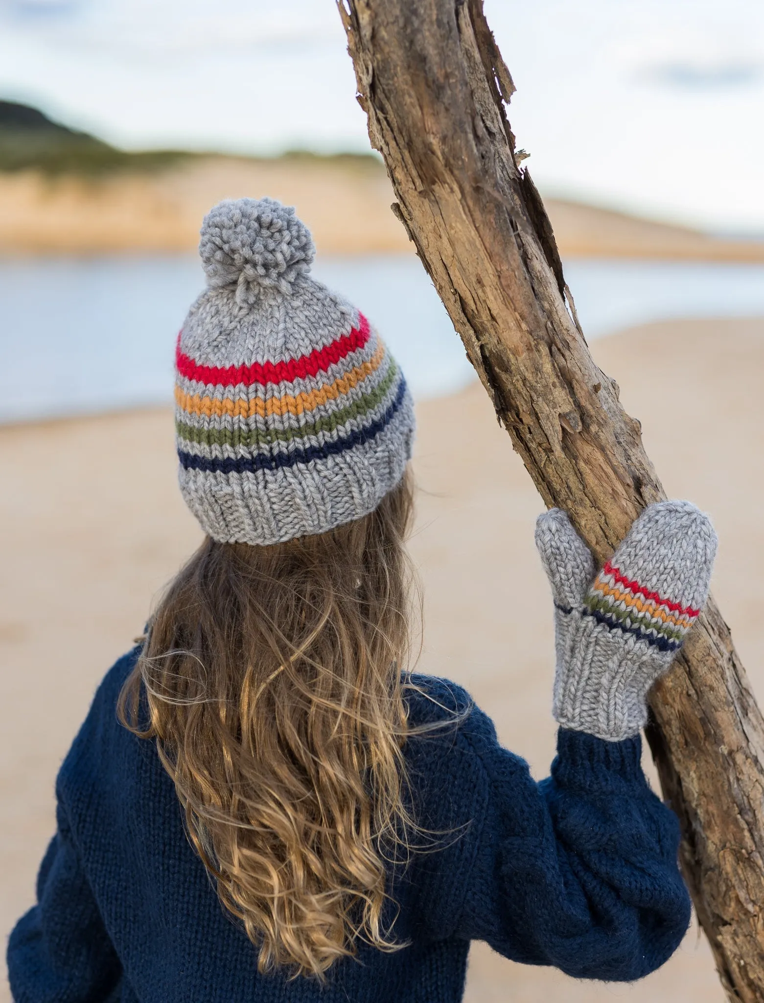 Rainbow Stripe Beanie Grey