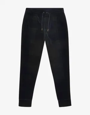 Ralph Lauren Purple Label Tartan Print Velvet Track Pants