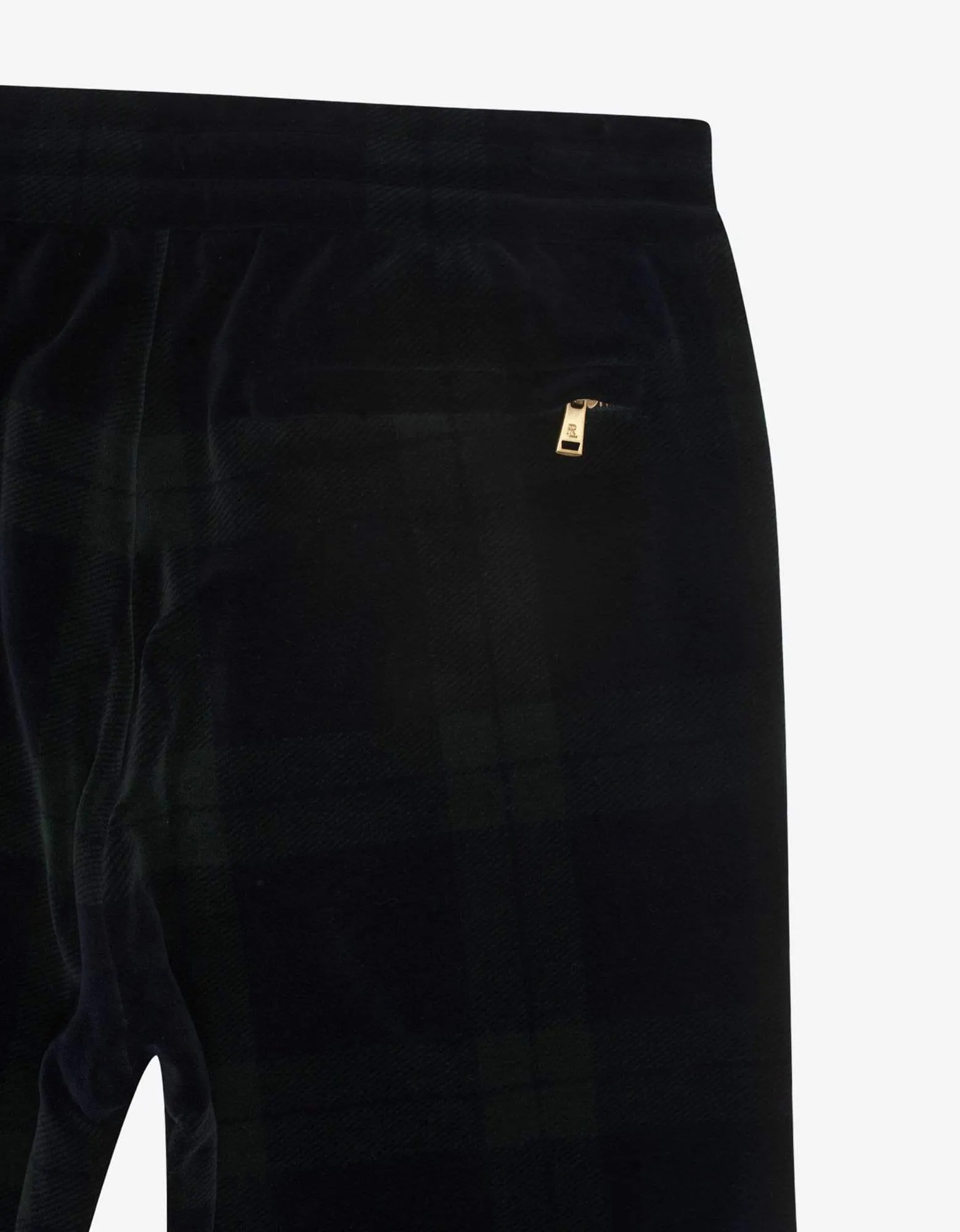 Ralph Lauren Purple Label Tartan Print Velvet Track Pants