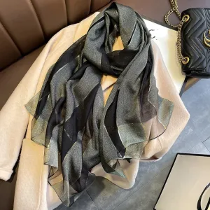 Really Silk and Wood Scarf Design Shining Silk Hijab Scarves Women Winter Spring Fashion Plaid Pashmina Shawls and Wraps Foulard