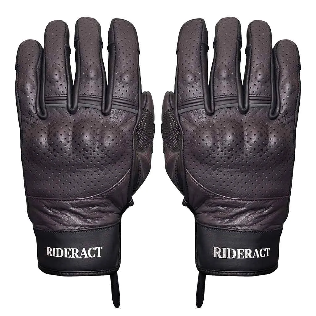 RIDERACT® Men Leather Motorcycle Gloves BRONA Riding Gloves