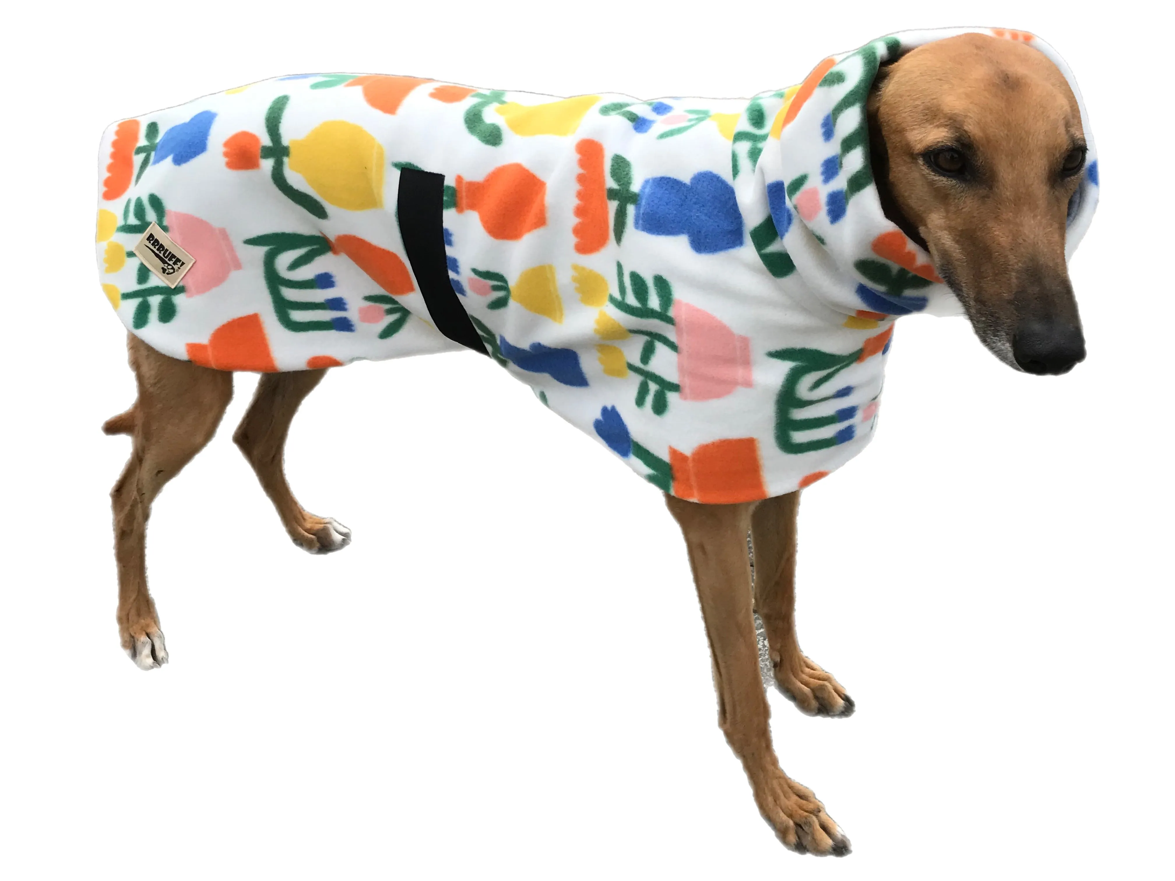 Spring lightweight deluxe style greyhound coat with snuggly wide roll up or down neck roll