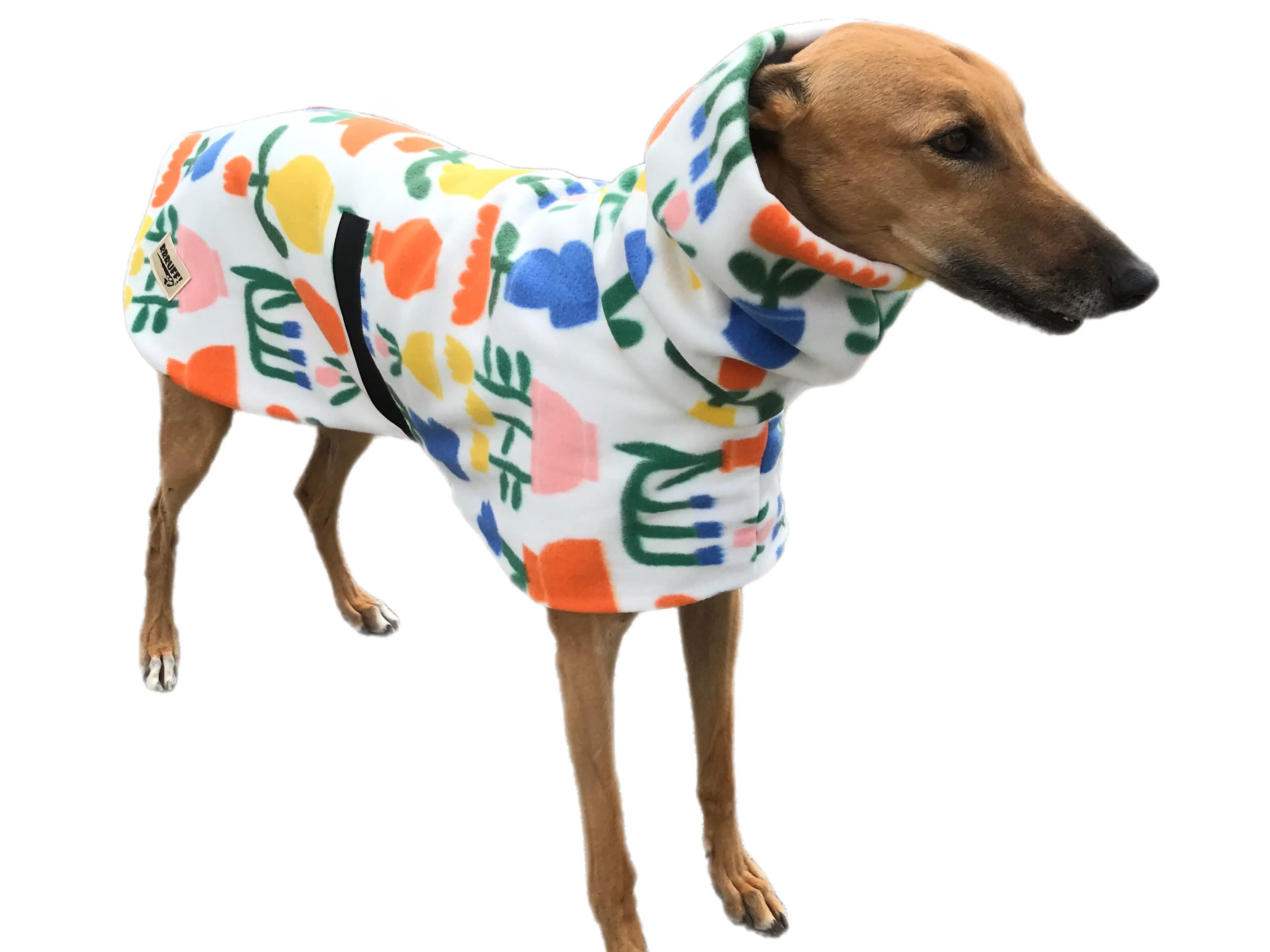 Spring lightweight deluxe style greyhound coat with snuggly wide roll up or down neck roll