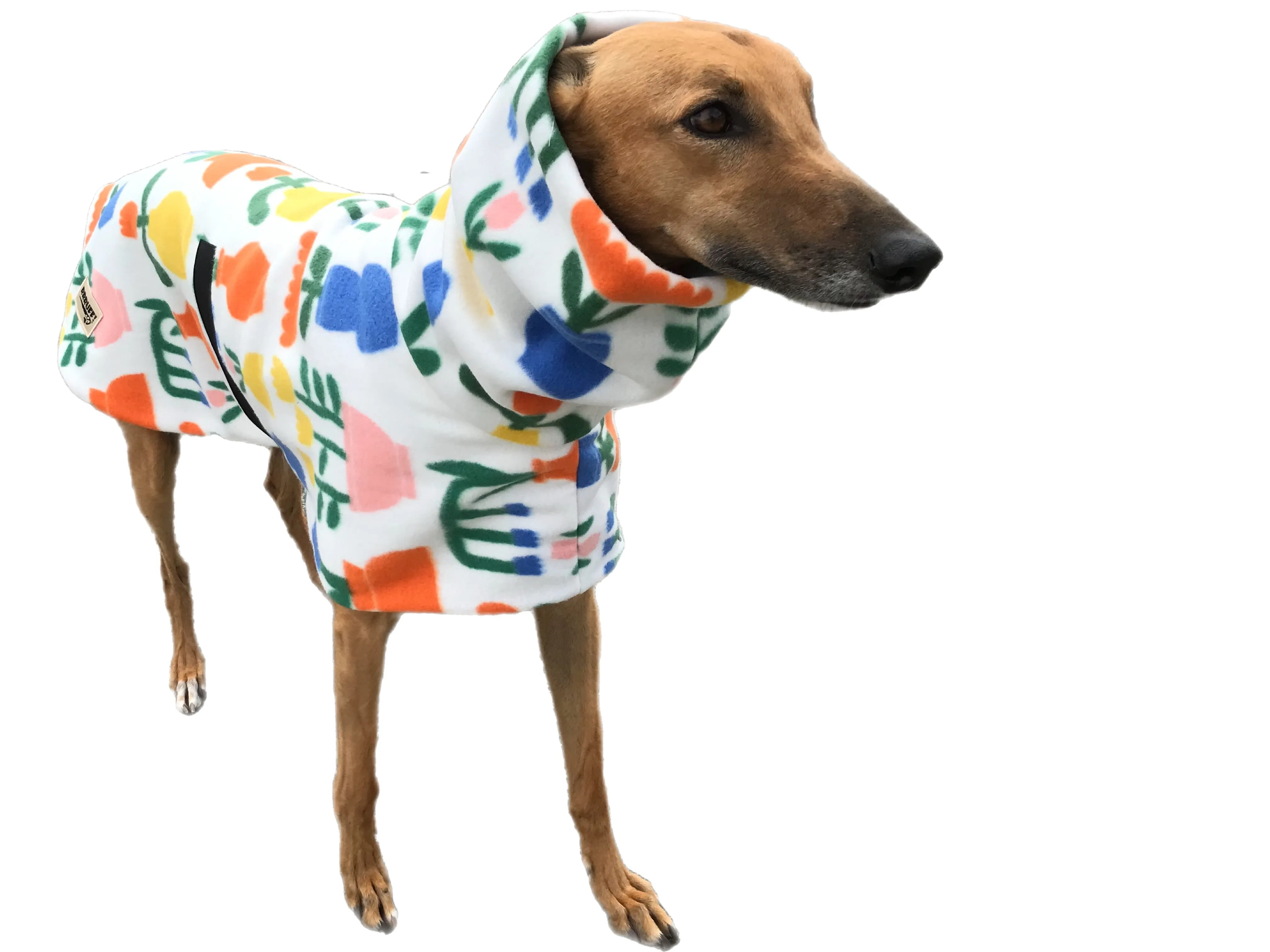 Spring lightweight deluxe style greyhound coat with snuggly wide roll up or down neck roll