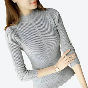 Stylish Ribbed High-Neck Sweaters