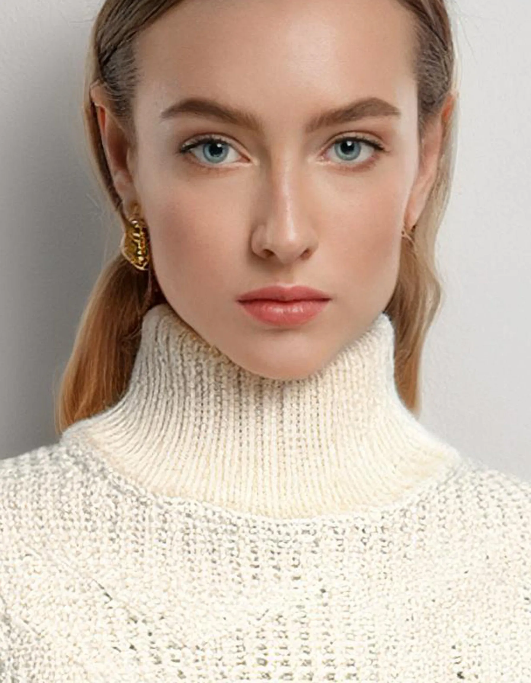 White Textured Knit Pullover