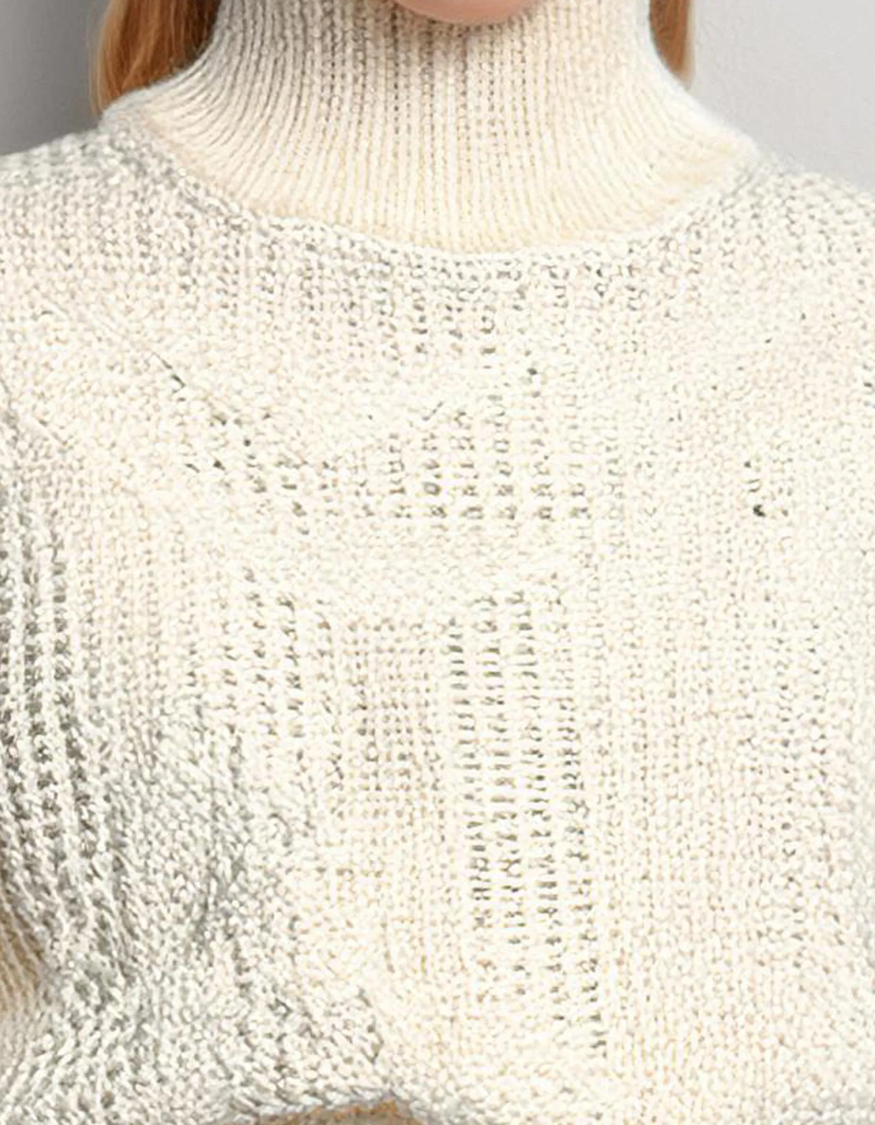 White Textured Knit Pullover