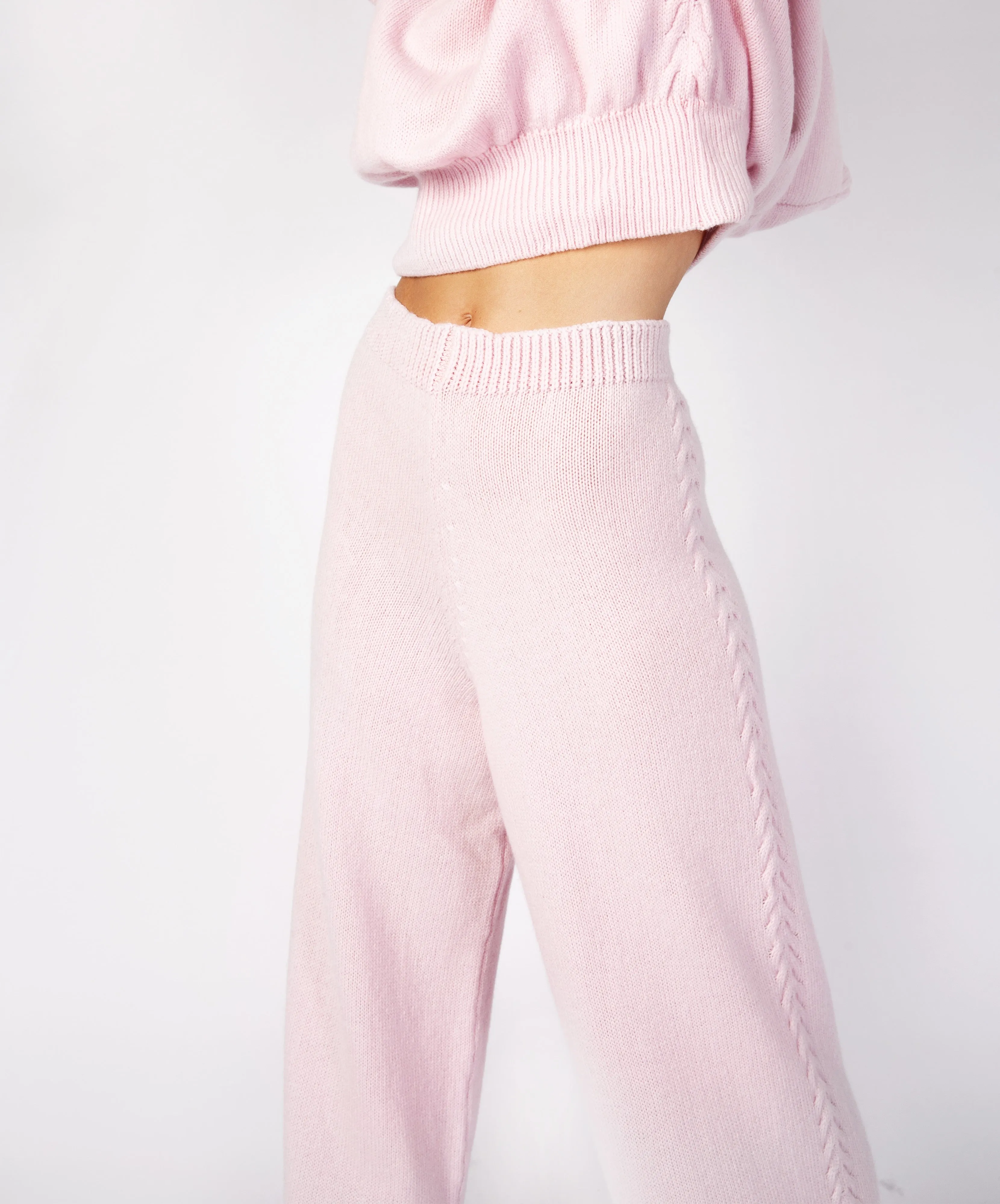 Wide Leg Jersey Trousers Blush