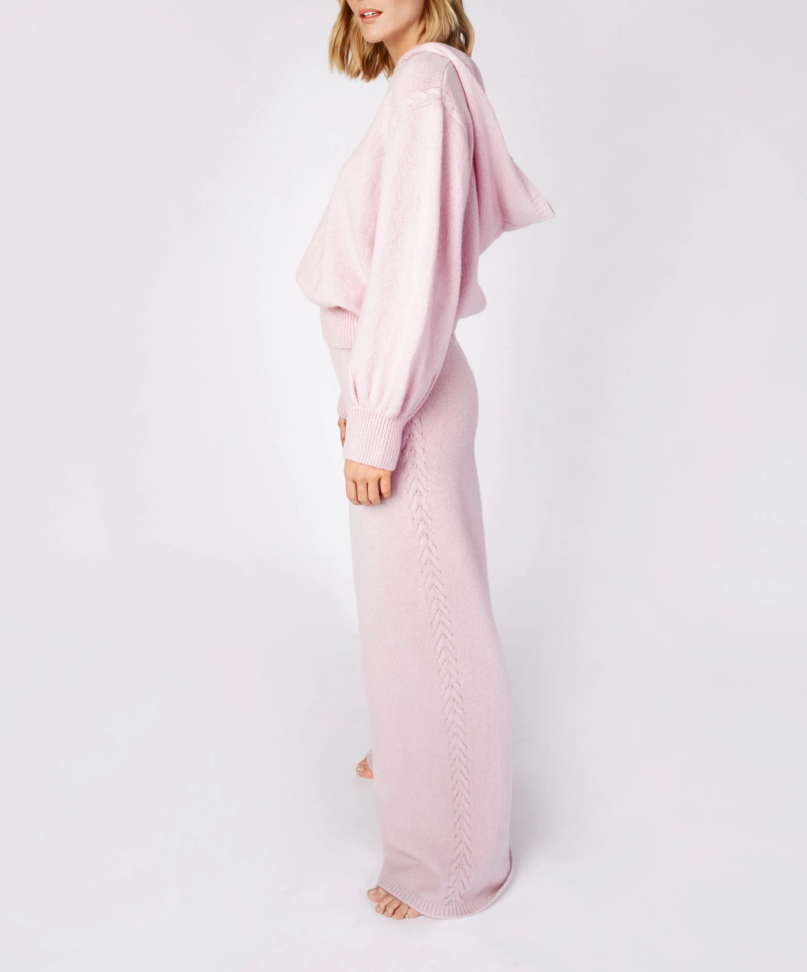 Wide Leg Jersey Trousers Blush