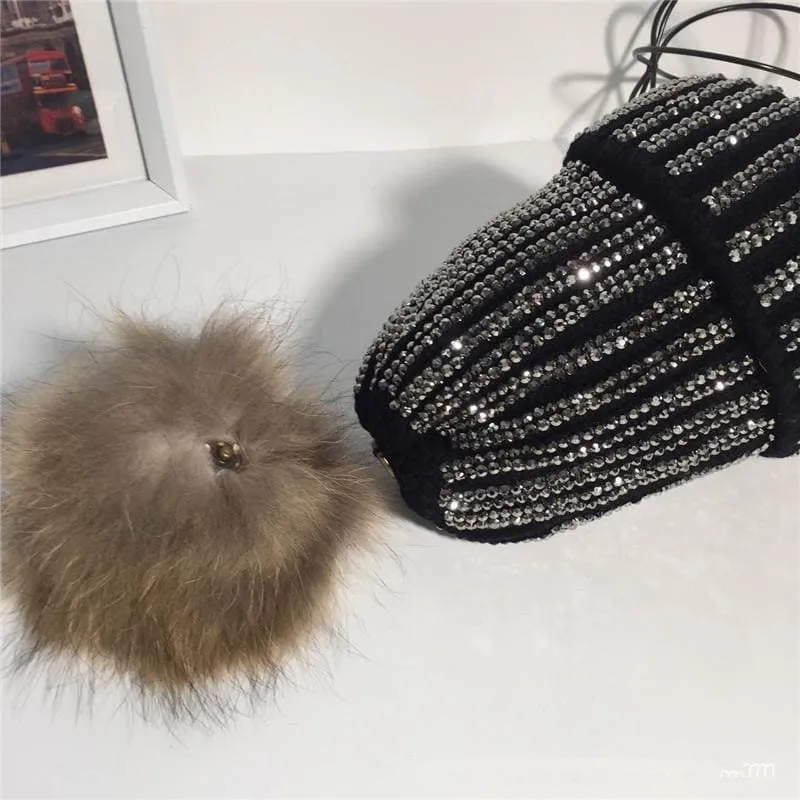 Winter Warm Fur Pom pom Knitted Hats